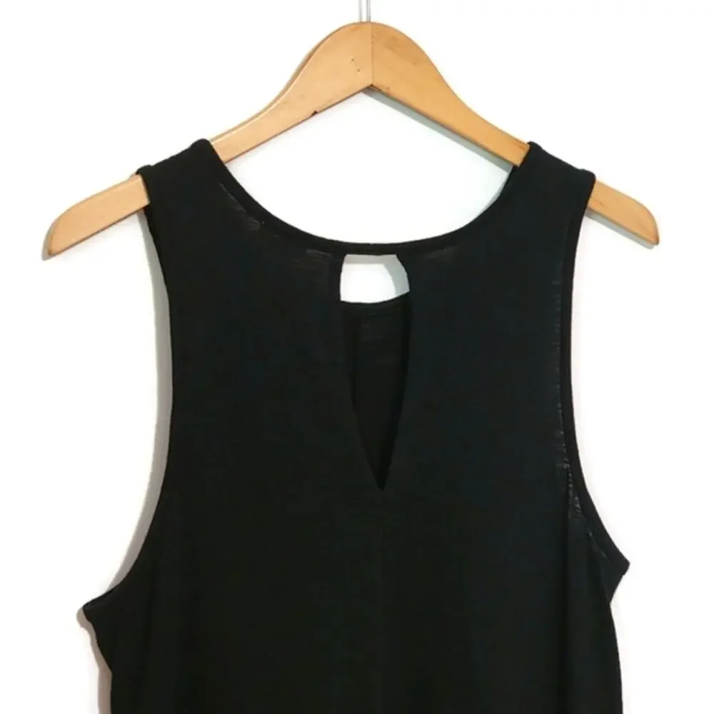 J.Crew Tiered Sleeveless Scoop Neck Tunic Top Black L Feminine